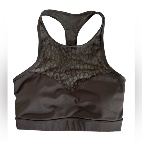 KATE SPADE Bra New York Leopard Print Mesh Racerback Black Sports Bra Small - Picture 3 of 7